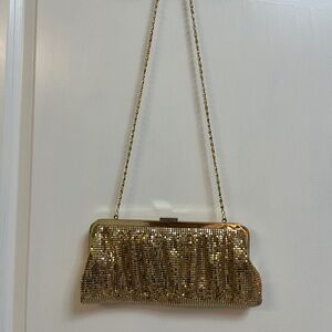Vintage Gold Mesh Evening Bag with Chain Strap